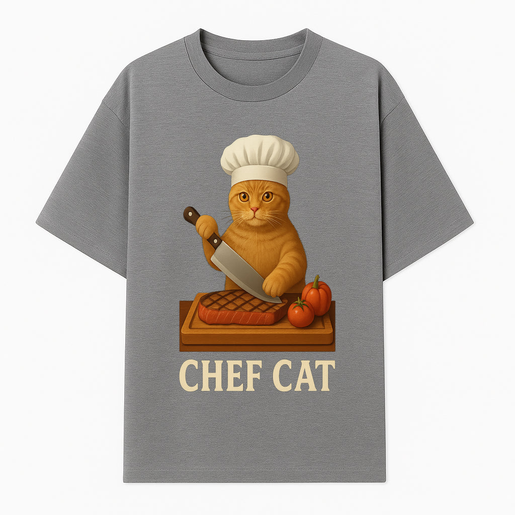Chef Cat Cooking Illustration with Knife, Cute Cat Chef Design for Kitchen Decor, Pet Lovers Gift, Culinary Art Prints - T-shirt 1758181711769.jpg