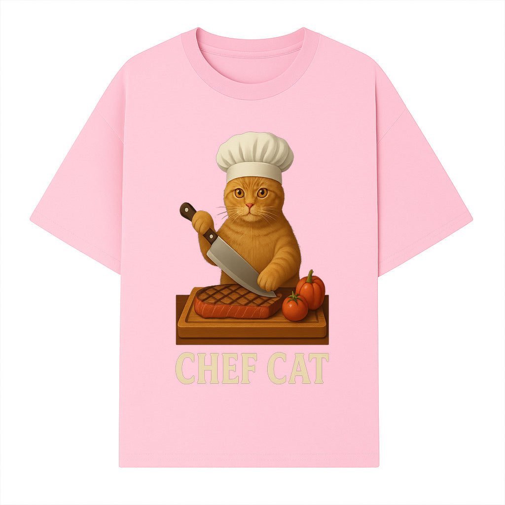 Chef Cat Cooking Illustration with Knife, Cute Cat Chef Design for Kitchen Decor, Pet Lovers Gift, Culinary Art Prints - T-shirt 1758181712055.jpg