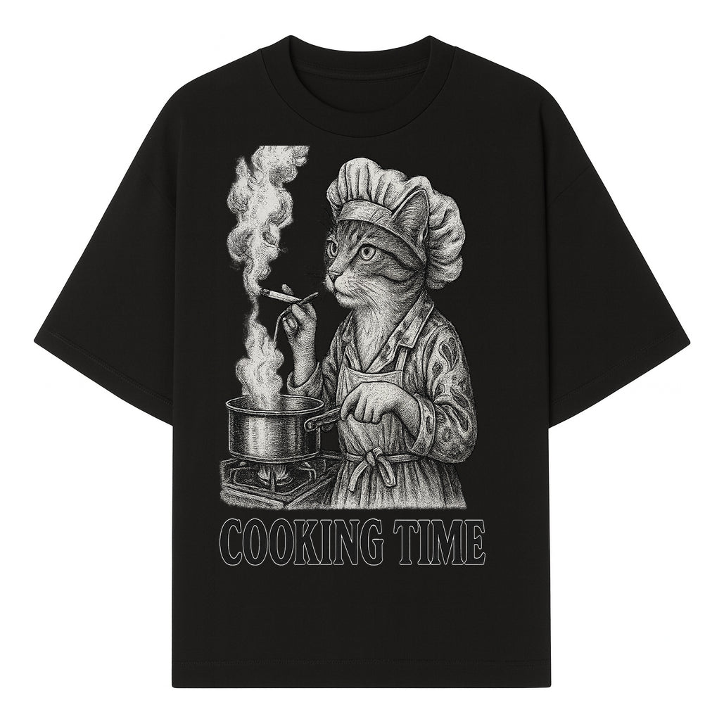Cat Chef Cooking Time T-Shirt - Funny Cat Lover Gift, Culinary Humor, Kitchen Apparel for Animal Lovers, Unique Cooking Design - T-shirt 1758181712221.jpg