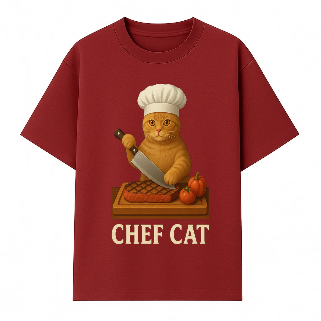 Chef Cat Cooking Illustration with Knife, Cute Cat Chef Design for Kitchen Decor, Pet Lovers Gift, Culinary Art Prints - T-shirt 1758181712224.jpg
