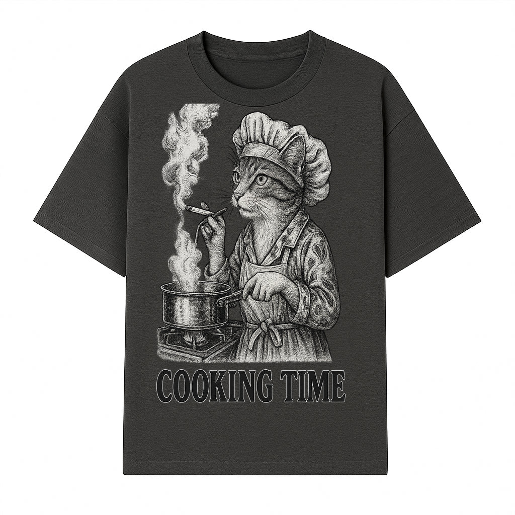 Cat Chef Cooking Time T-Shirt - Funny Cat Lover Gift, Culinary Humor, Kitchen Apparel for Animal Lovers, Unique Cooking Design - T-shirt 1758181712315.jpg