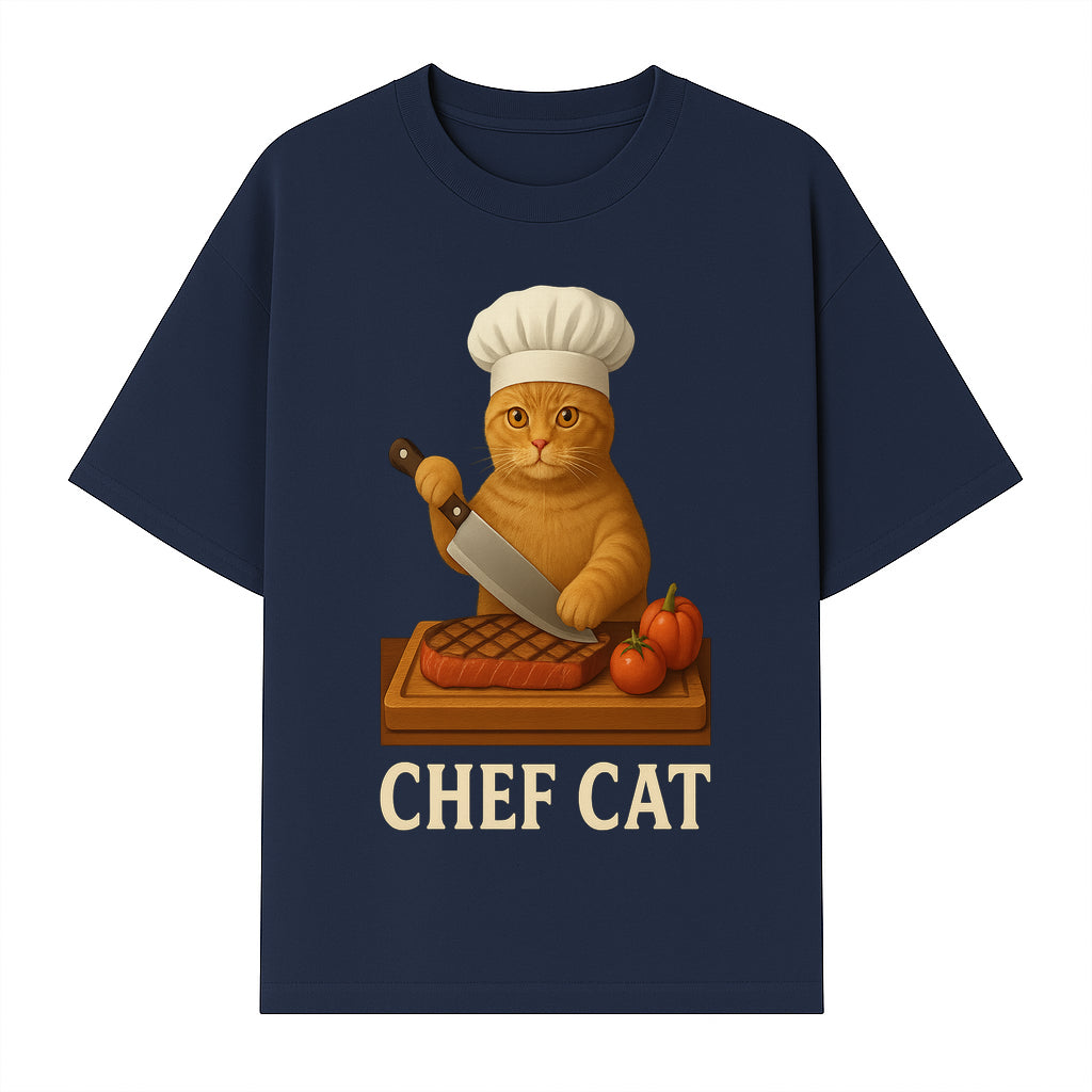 Chef Cat Cooking Illustration with Knife, Cute Cat Chef Design for Kitchen Decor, Pet Lovers Gift, Culinary Art Prints - T-shirt 1758181712370.jpg