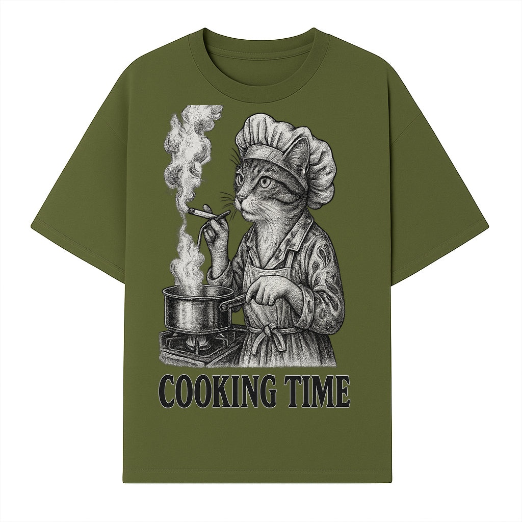 Cat Chef Cooking Time T-Shirt - Funny Cat Lover Gift, Culinary Humor, Kitchen Apparel for Animal Lovers, Unique Cooking Design - T-shirt 1758181712476.jpg