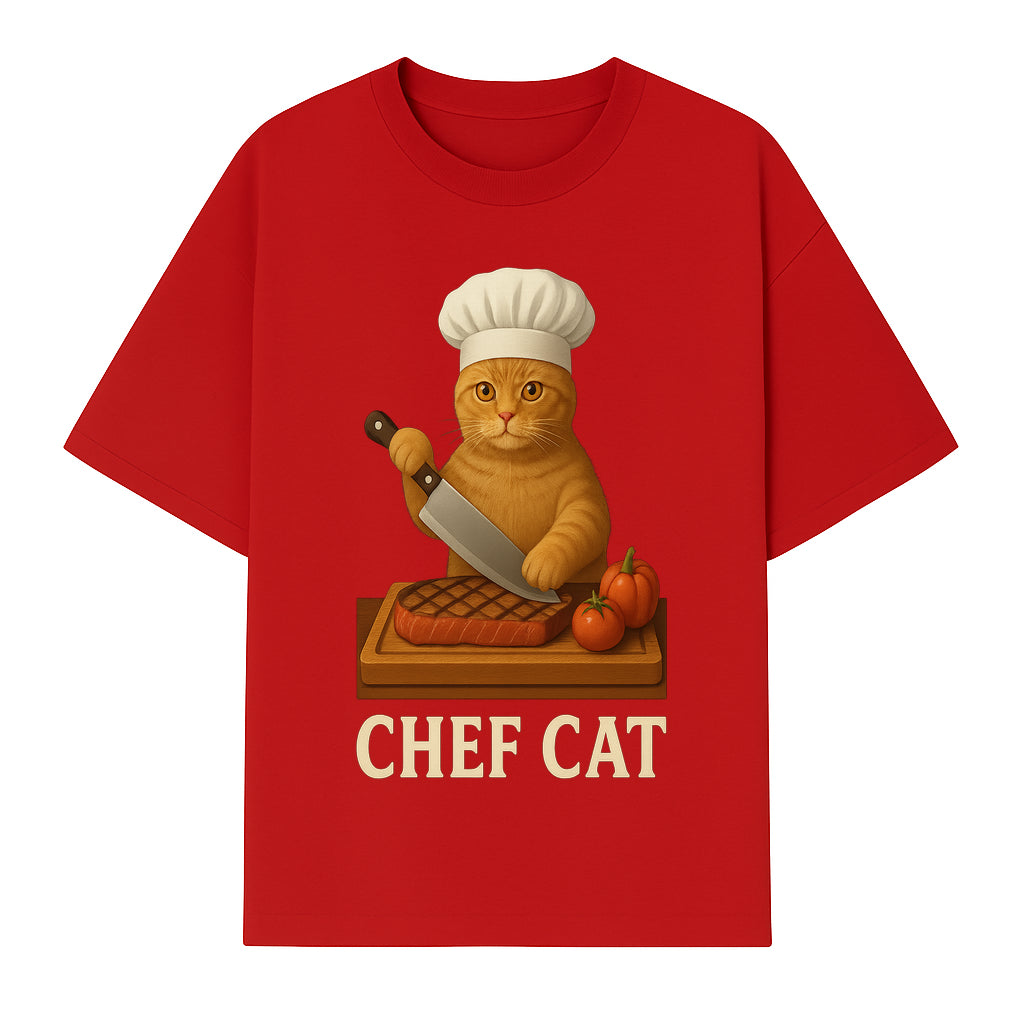 Chef Cat Cooking Illustration with Knife, Cute Cat Chef Design for Kitchen Decor, Pet Lovers Gift, Culinary Art Prints - T-shirt 1758181712509.jpg