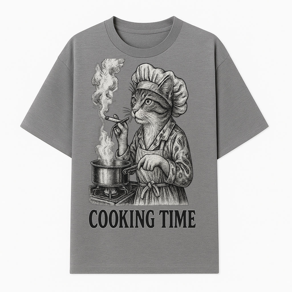 Cat Chef Cooking Time T-Shirt - Funny Cat Lover Gift, Culinary Humor, Kitchen Apparel for Animal Lovers, Unique Cooking Design - T-shirt 1758181712616.jpg