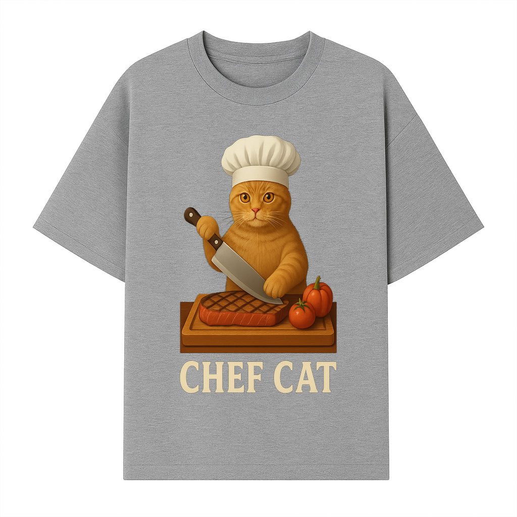 Chef Cat Cooking Illustration with Knife, Cute Cat Chef Design for Kitchen Decor, Pet Lovers Gift, Culinary Art Prints - T-shirt 1758181712630.jpg