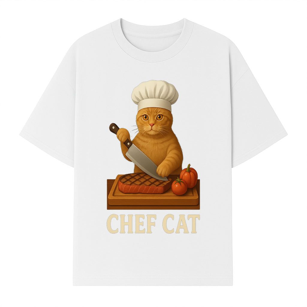 Chef Cat Cooking Illustration with Knife, Cute Cat Chef Design for Kitchen Decor, Pet Lovers Gift, Culinary Art Prints - T-shirt 1758181712763.jpg