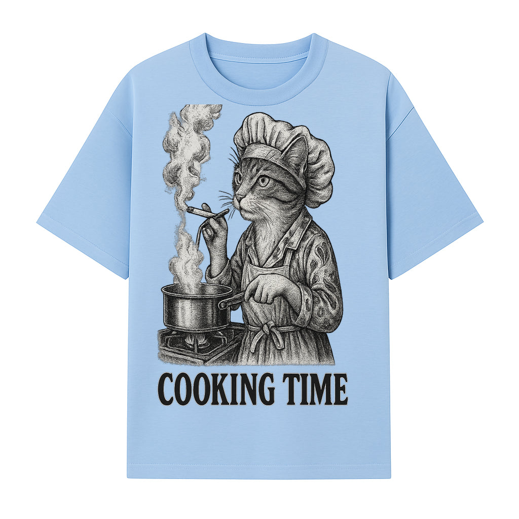 Cat Chef Cooking Time T-Shirt - Funny Cat Lover Gift, Culinary Humor, Kitchen Apparel for Animal Lovers, Unique Cooking Design - T-shirt 1758181712776.jpg