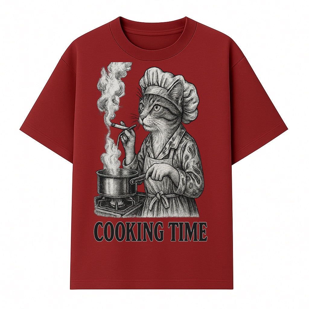 Cat Chef Cooking Time T-Shirt - Funny Cat Lover Gift, Culinary Humor, Kitchen Apparel for Animal Lovers, Unique Cooking Design - T-shirt 1758181713031.jpg
