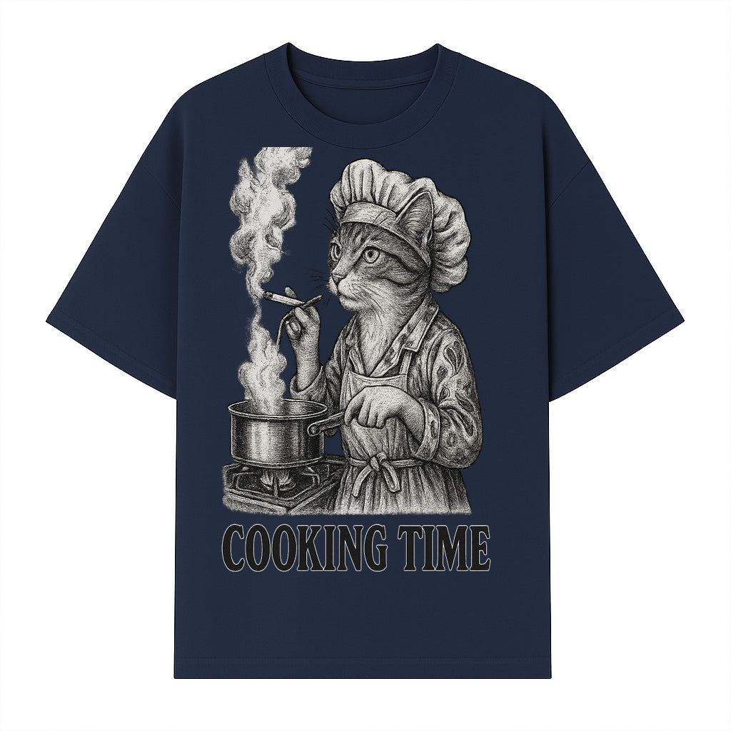 Cat Chef Cooking Time T-Shirt - Funny Cat Lover Gift, Culinary Humor, Kitchen Apparel for Animal Lovers, Unique Cooking Design - T-shirt 1758181713159.jpg