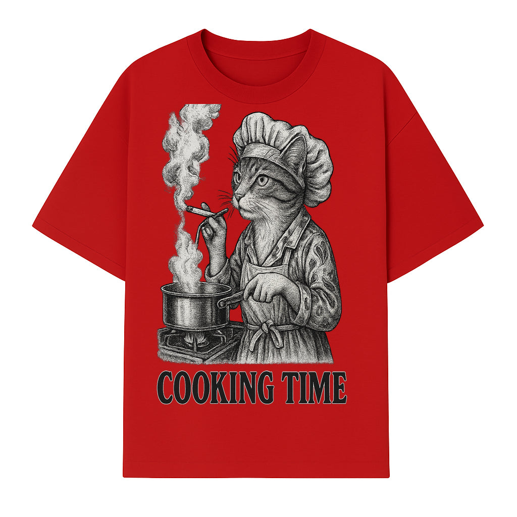 Cat Chef Cooking Time T-Shirt - Funny Cat Lover Gift, Culinary Humor, Kitchen Apparel for Animal Lovers, Unique Cooking Design - T-shirt 1758181713317.jpg