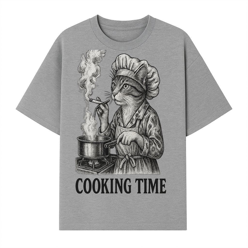 Cat Chef Cooking Time T-Shirt - Funny Cat Lover Gift, Culinary Humor, Kitchen Apparel for Animal Lovers, Unique Cooking Design - T-shirt 1758181713474.jpg