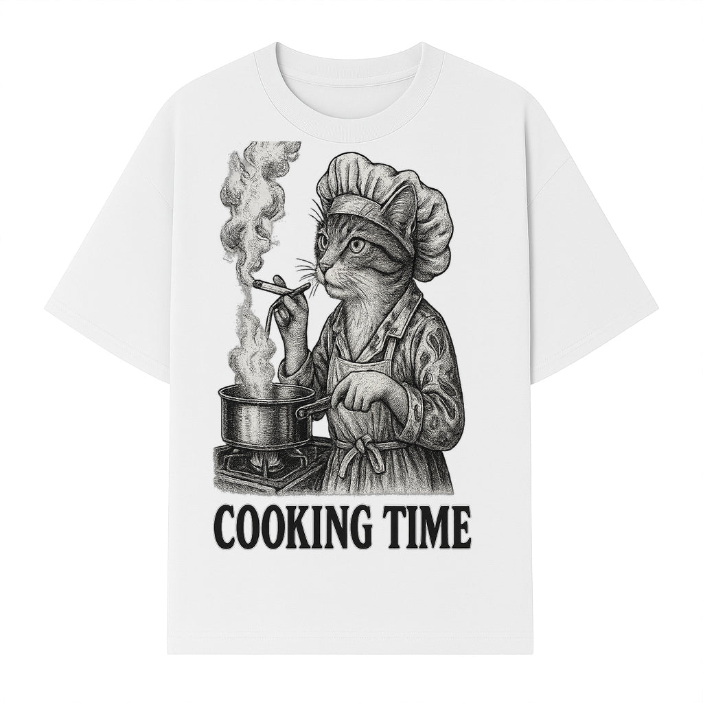 Cat Chef Cooking Time T-Shirt - Funny Cat Lover Gift, Culinary Humor, Kitchen Apparel for Animal Lovers, Unique Cooking Design - T-shirt 1758181713636.jpg