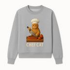 Chef Cat Cooking Illustration with Knife, Cute Cat Chef Design for Kitchen Decor, Pet Lovers Gift, Culinary Art Prints - Sweatshirt 1758181714200.jpg