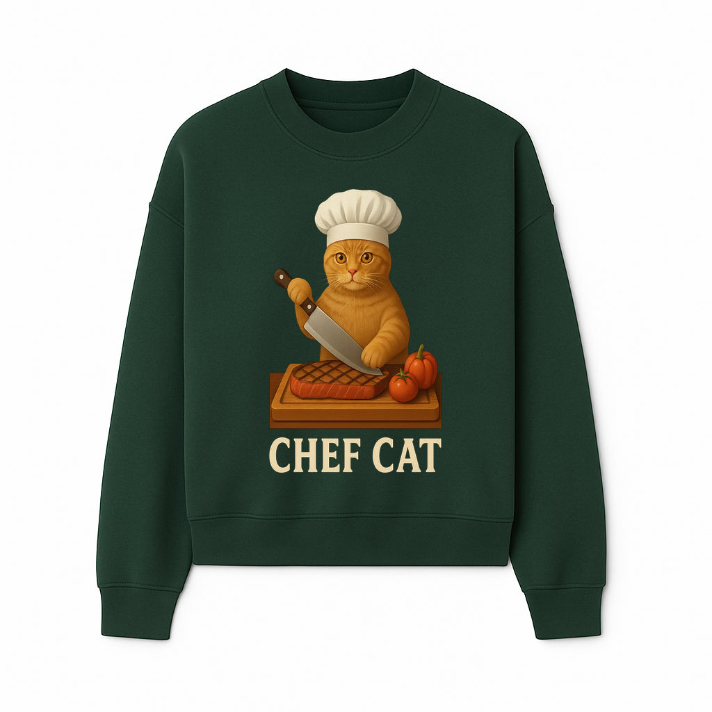 Chef Cat Cooking Illustration with Knife, Cute Cat Chef Design for Kitchen Decor, Pet Lovers Gift, Culinary Art Prints - Sweatshirt 1758181714603.jpg