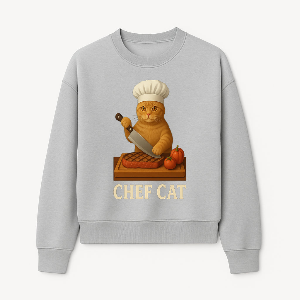 Chef Cat Cooking Illustration with Knife, Cute Cat Chef Design for Kitchen Decor, Pet Lovers Gift, Culinary Art Prints - Sweatshirt 1758181714774.jpg