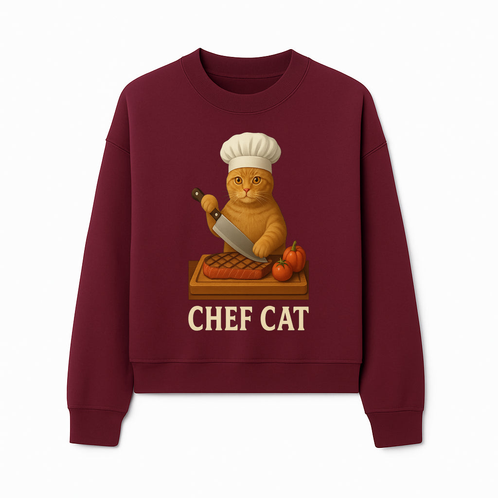 Chef Cat Cooking Illustration with Knife, Cute Cat Chef Design for Kitchen Decor, Pet Lovers Gift, Culinary Art Prints - Sweatshirt 1758181715231.jpg