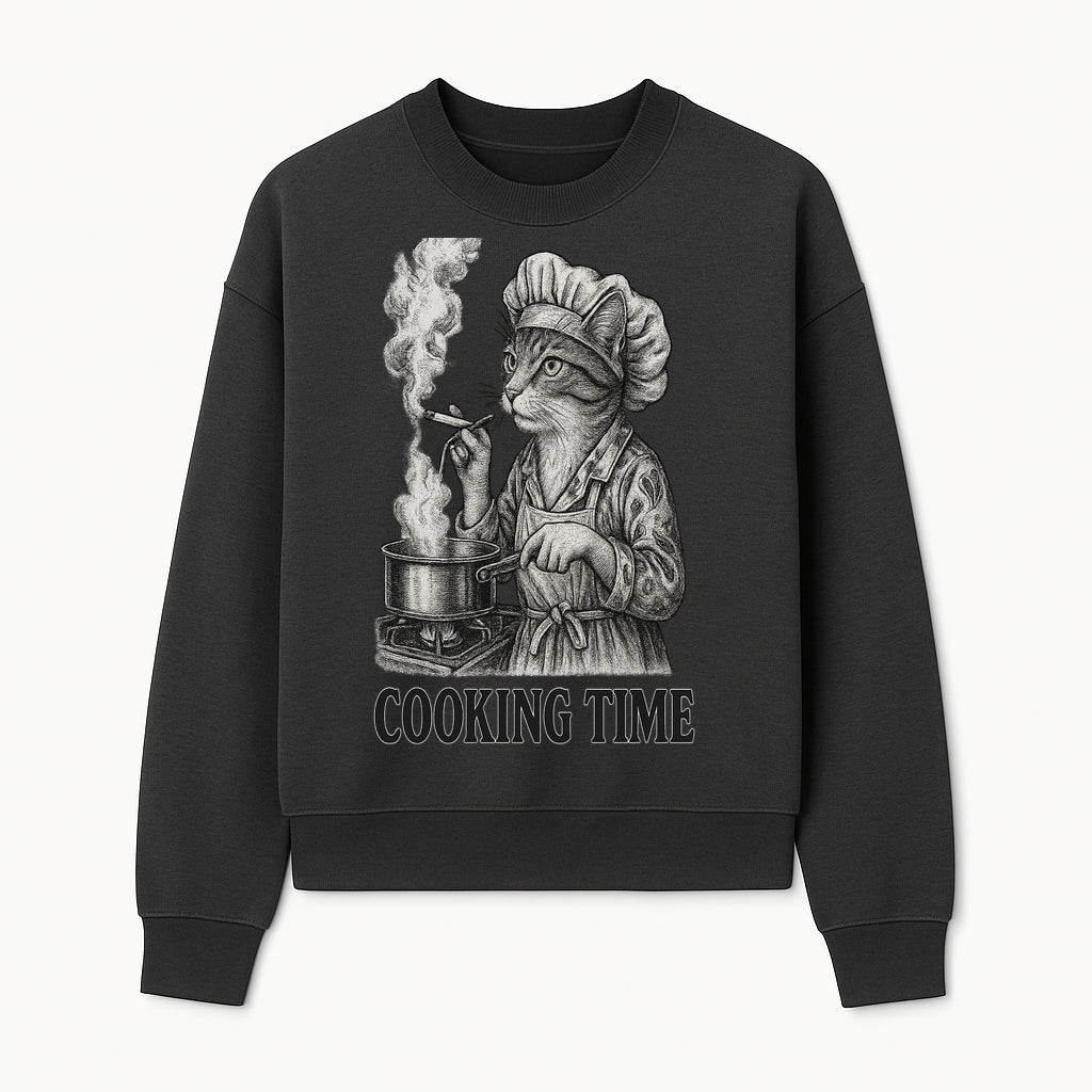 Cat Chef Cooking Time T-Shirt - Funny Cat Lover Gift, Culinary Humor, Kitchen Apparel for Animal Lovers, Unique Cooking Design - Sweatshirt 1758181715345.jpg