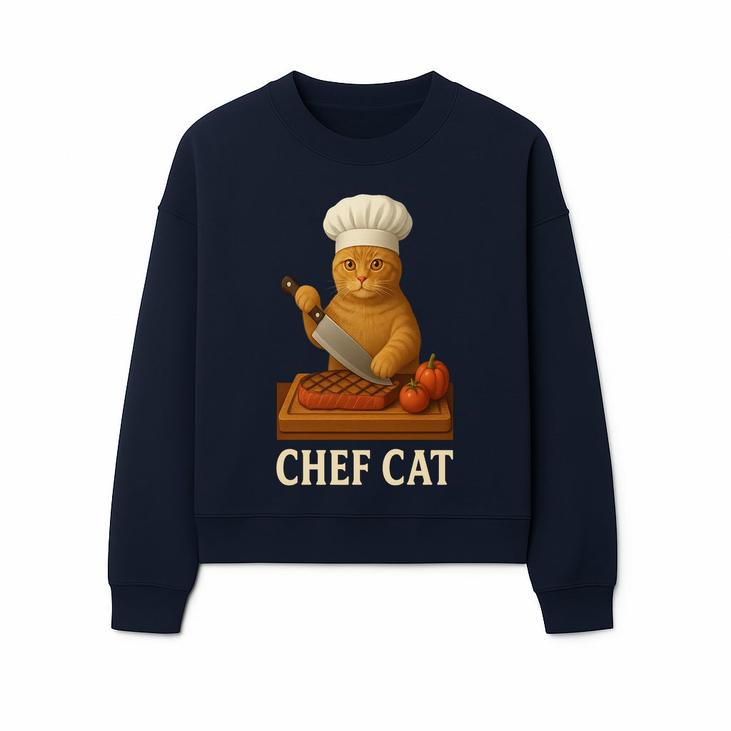 Chef Cat Cooking Illustration with Knife, Cute Cat Chef Design for Kitchen Decor, Pet Lovers Gift, Culinary Art Prints - Sweatshirt 1758181715394.jpg