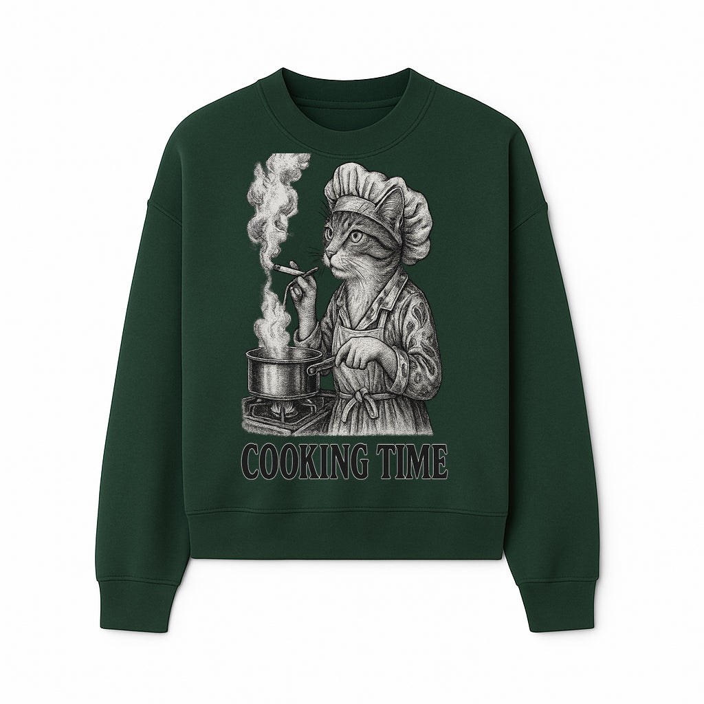 Cat Chef Cooking Time T-Shirt - Funny Cat Lover Gift, Culinary Humor, Kitchen Apparel for Animal Lovers, Unique Cooking Design - Sweatshirt 1758181715459.jpg