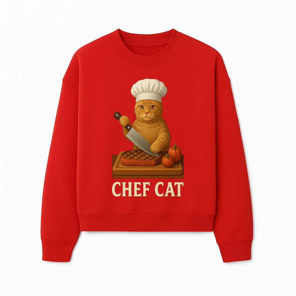 Chef Cat Cooking Illustration with Knife, Cute Cat Chef Design for Kitchen Decor, Pet Lovers Gift, Culinary Art Prints - Sweatshirt 1758181715549.jpg