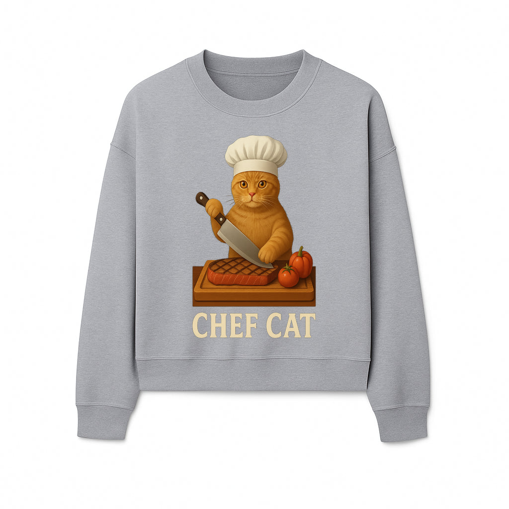 Chef Cat Cooking Illustration with Knife, Cute Cat Chef Design for Kitchen Decor, Pet Lovers Gift, Culinary Art Prints - Sweatshirt 1758181715684.jpg