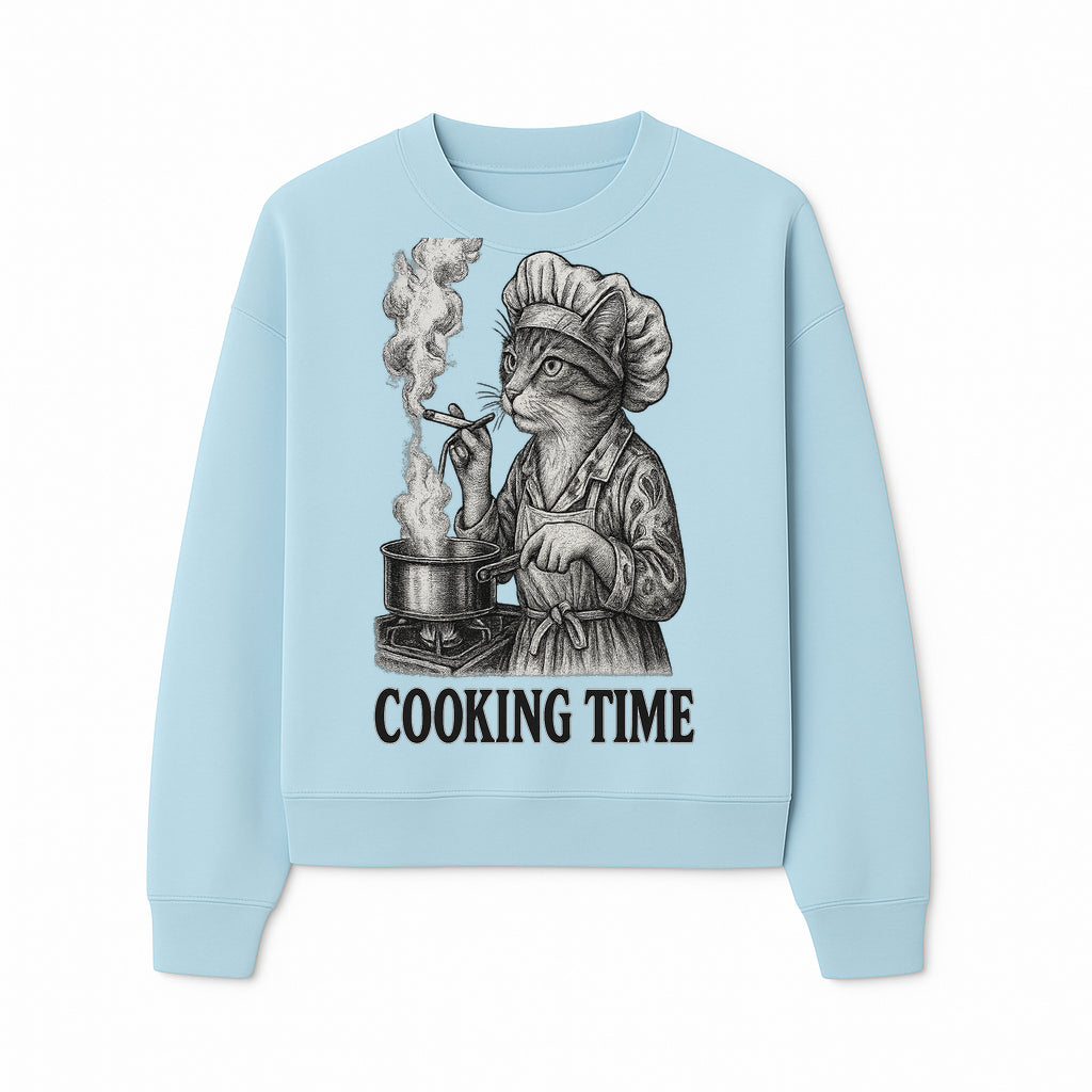 Cat Chef Cooking Time T-Shirt - Funny Cat Lover Gift, Culinary Humor, Kitchen Apparel for Animal Lovers, Unique Cooking Design - Sweatshirt 1758181715724.jpg