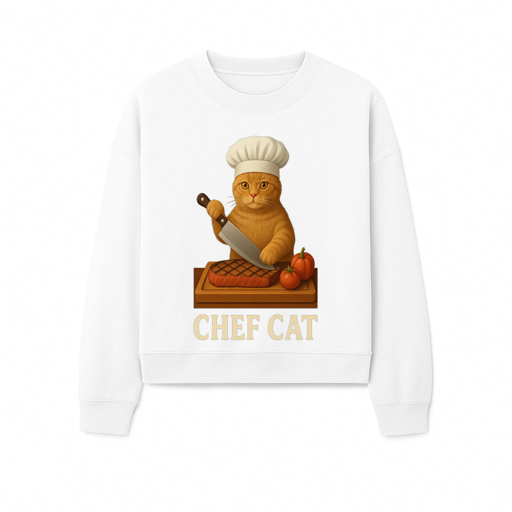 Chef Cat Cooking Illustration with Knife, Cute Cat Chef Design for Kitchen Decor, Pet Lovers Gift, Culinary Art Prints - Sweatshirt 1758181715831.jpg