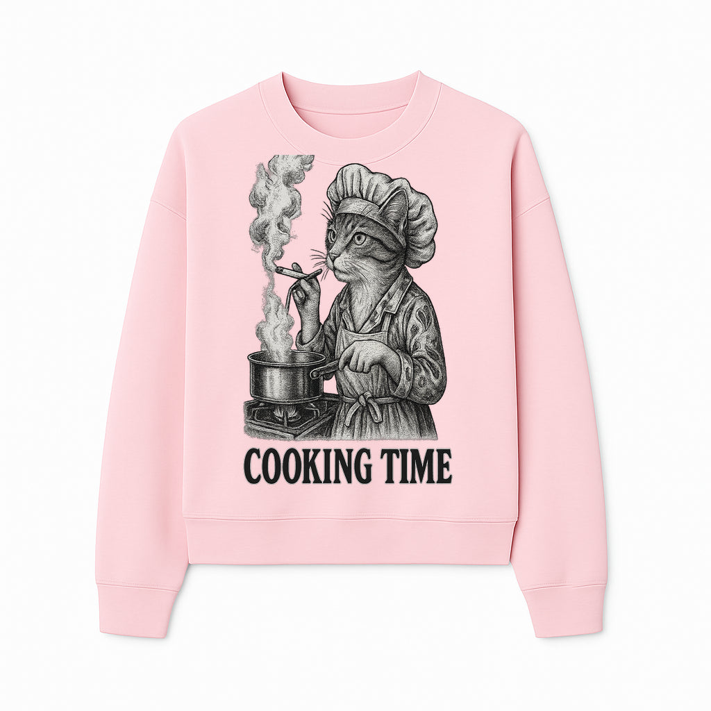 Cat Chef Cooking Time T-Shirt - Funny Cat Lover Gift, Culinary Humor, Kitchen Apparel for Animal Lovers, Unique Cooking Design - Sweatshirt 1758181715865.jpg