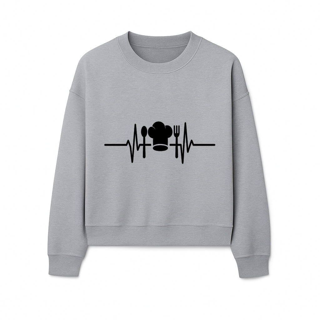 Chef Heartbeat Kitchen Decor | Spoon Fork Cooking Graphic Tee | Culinary Passion Gift for Chefs, Foodies, and Cooks - Sweatshirt 1758181716071.jpg