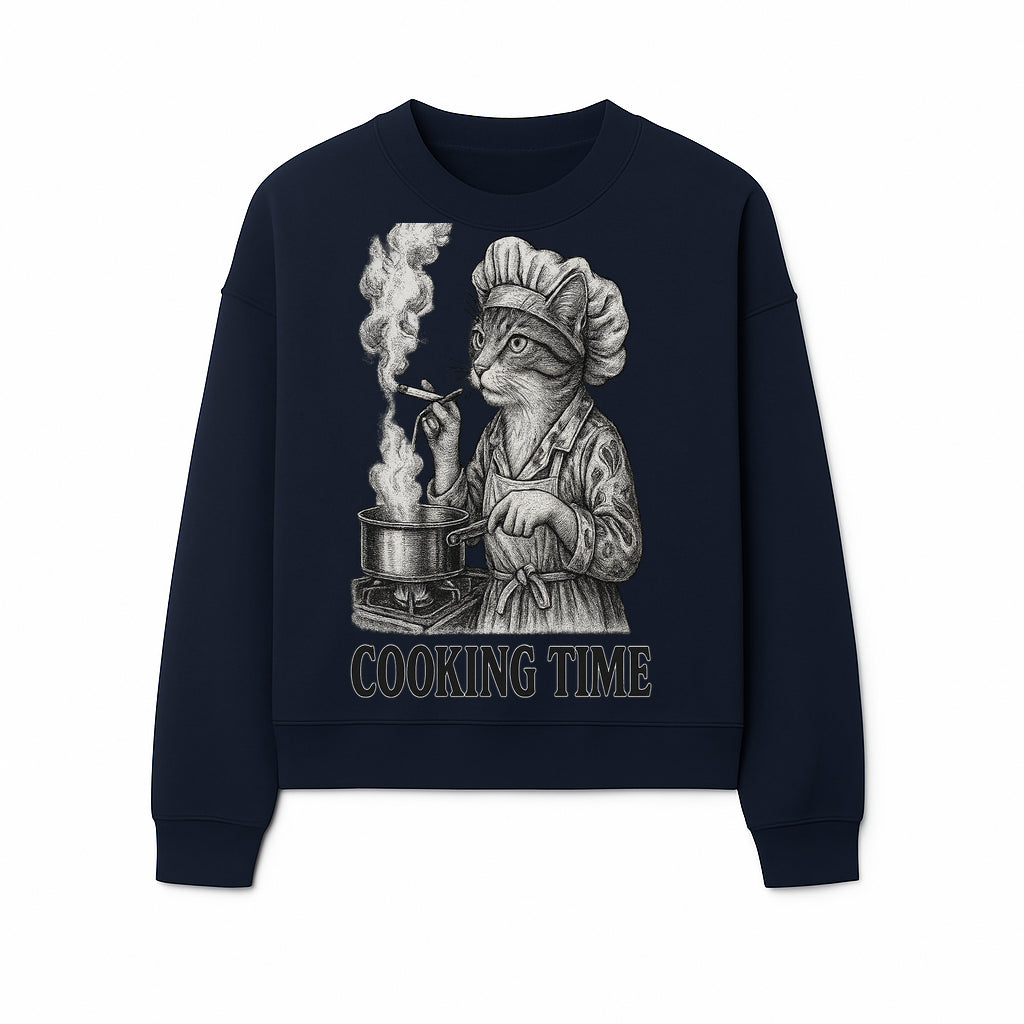 Cat Chef Cooking Time T-Shirt - Funny Cat Lover Gift, Culinary Humor, Kitchen Apparel for Animal Lovers, Unique Cooking Design - Sweatshirt 1758181716163.jpg