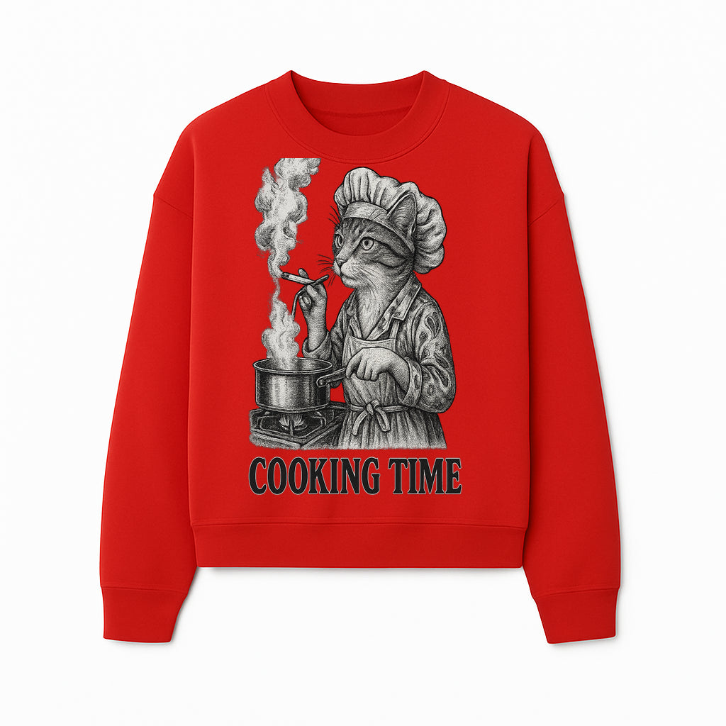Cat Chef Cooking Time T-Shirt - Funny Cat Lover Gift, Culinary Humor, Kitchen Apparel for Animal Lovers, Unique Cooking Design - Sweatshirt 1758181716321.jpg