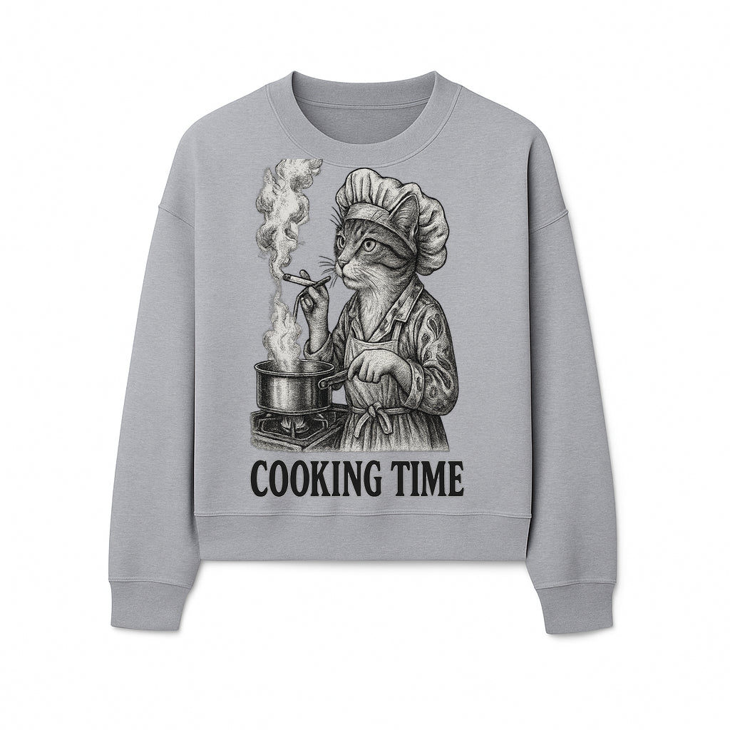 Cat Chef Cooking Time T-Shirt - Funny Cat Lover Gift, Culinary Humor, Kitchen Apparel for Animal Lovers, Unique Cooking Design - Sweatshirt 1758181716451.jpg