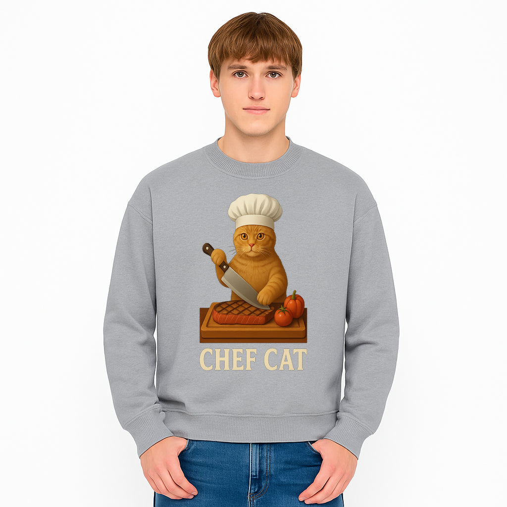 Chef Cat Cooking Illustration with Knife, Cute Cat Chef Design for Kitchen Decor, Pet Lovers Gift, Culinary Art Prints - Sweatshirt 1758181716992.jpg