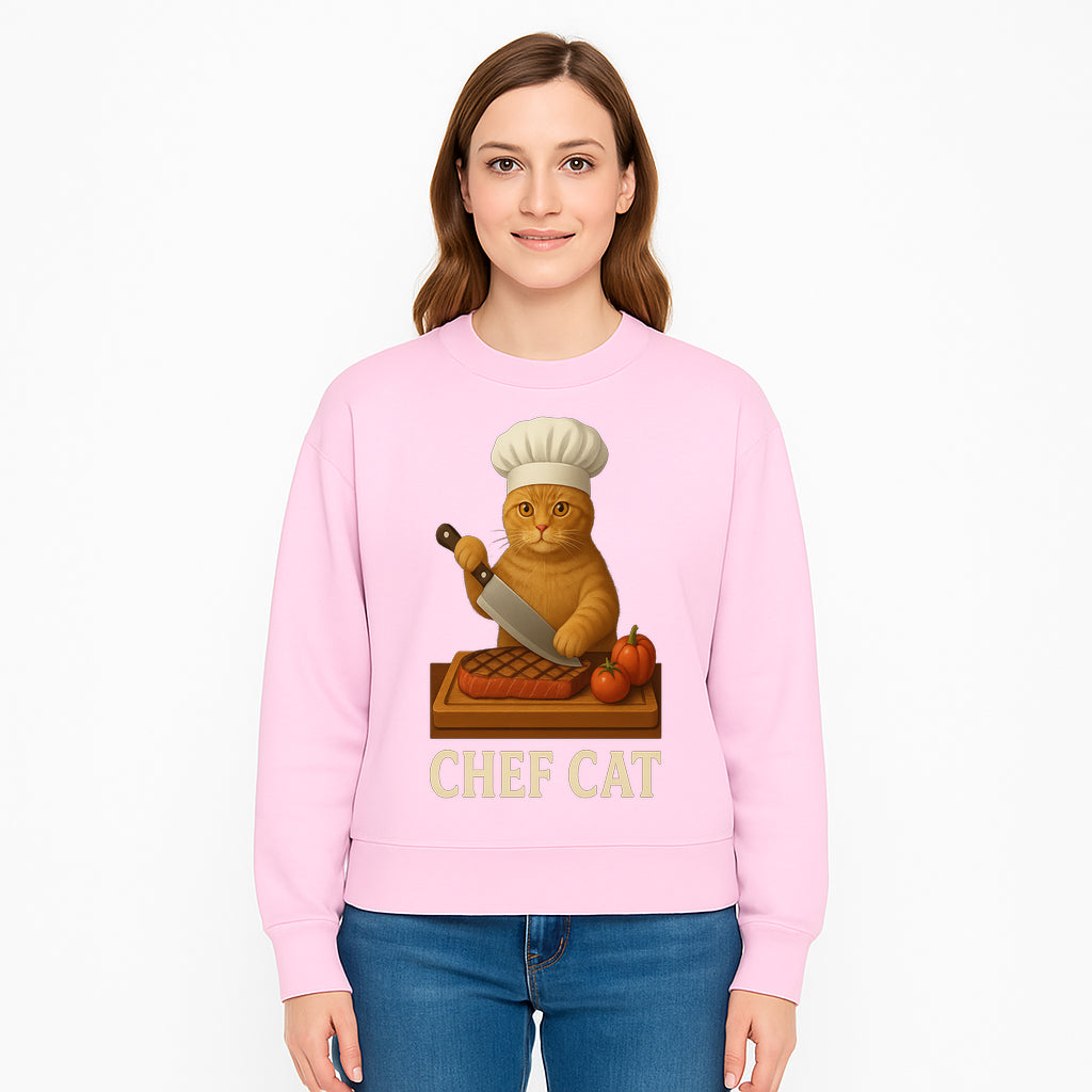 Chef Cat Cooking Illustration with Knife, Cute Cat Chef Design for Kitchen Decor, Pet Lovers Gift, Culinary Art Prints - Sweatshirt 1758181717159.jpg