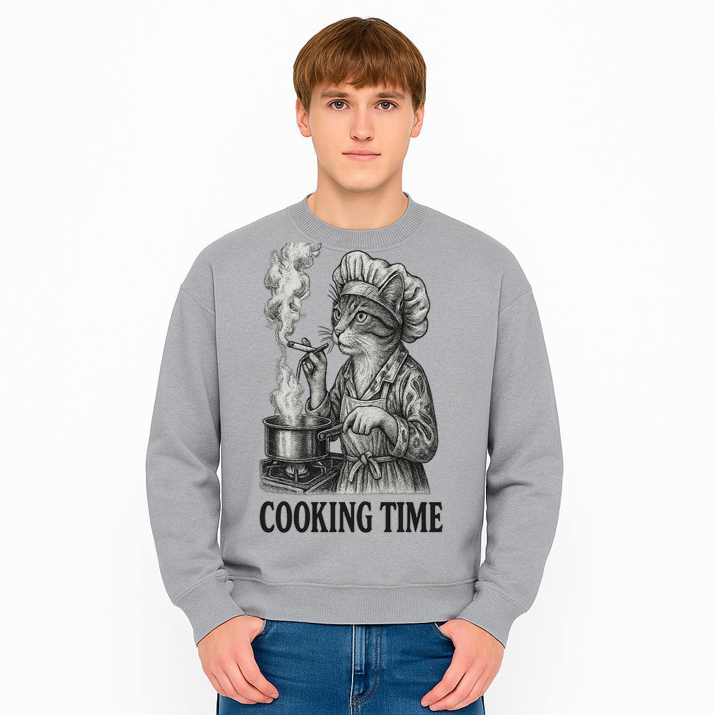 Cat Chef Cooking Time T-Shirt - Funny Cat Lover Gift, Culinary Humor, Kitchen Apparel for Animal Lovers, Unique Cooking Design - Sweatshirt 1758181717697.jpg