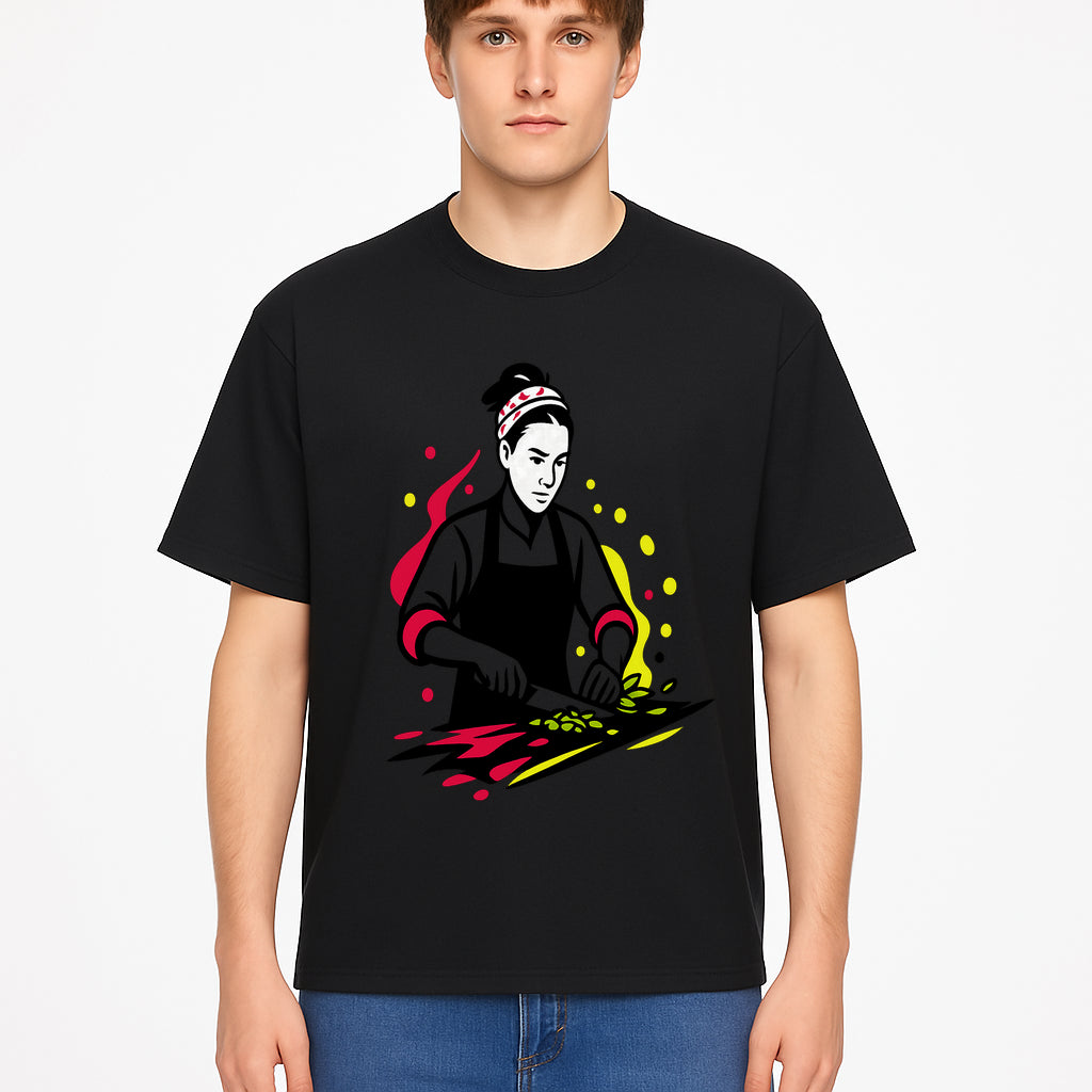 Chef Cutting Vegetables Graphic Tee | Cooking Apparel | Foodie Gift | Restaurant Uniform | Chef Artwork | Culinary T-Shirt - T-shirt 1758181719691.jpg