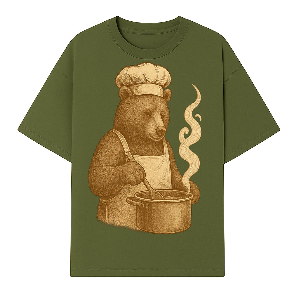 Chef Bear Cooking illustration - Vintage Art Print for Kitchen Decor or Animal Lover Gifts - T-shirt 1758181720503.jpg