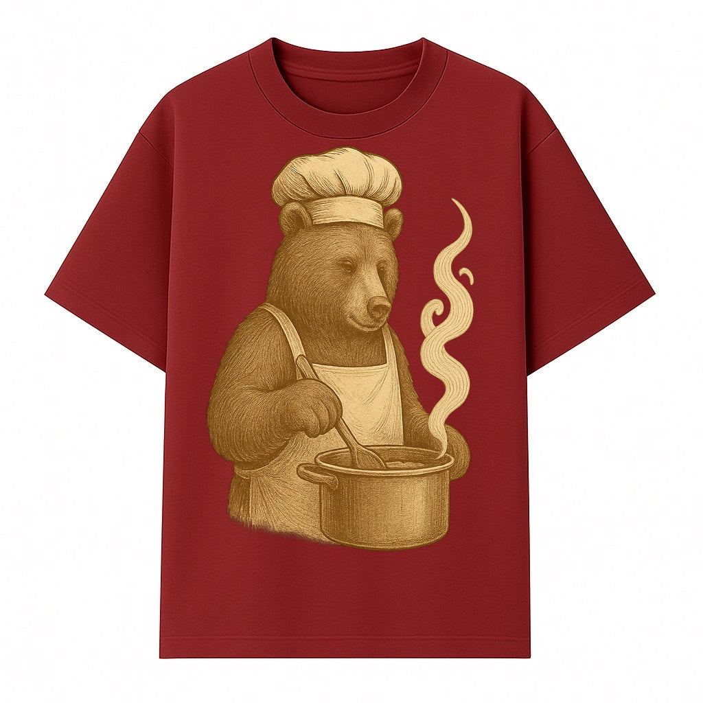 Chef Bear Cooking illustration - Vintage Art Print for Kitchen Decor or Animal Lover Gifts - T-shirt 1758181721178.jpg