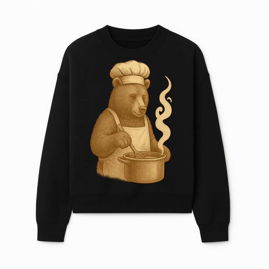 Chef Bear Cooking illustration - Vintage Art Print for Kitchen Decor or Animal Lover Gifts - Sweatshirt 1758181723280.jpg
