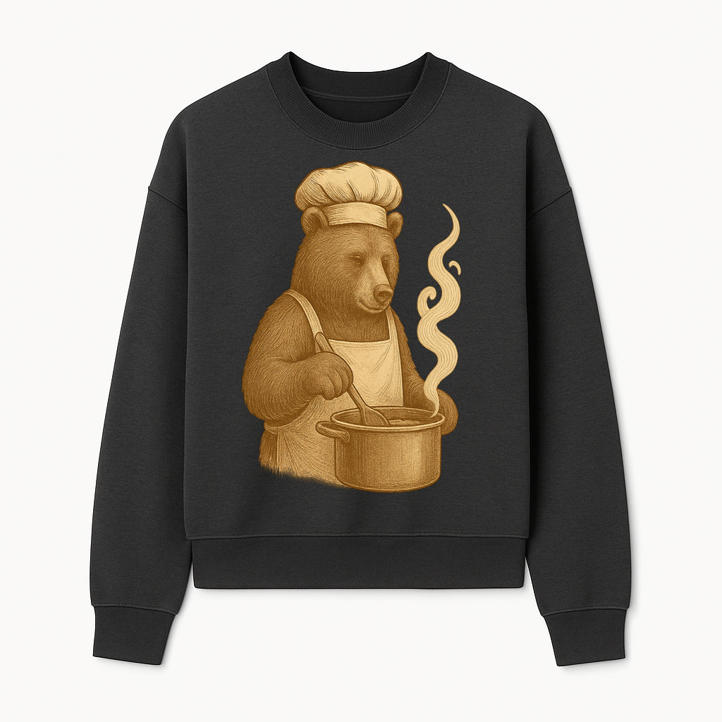 Chef Bear Cooking illustration - Vintage Art Print for Kitchen Decor or Animal Lover Gifts - Sweatshirt 1758181723425.jpg