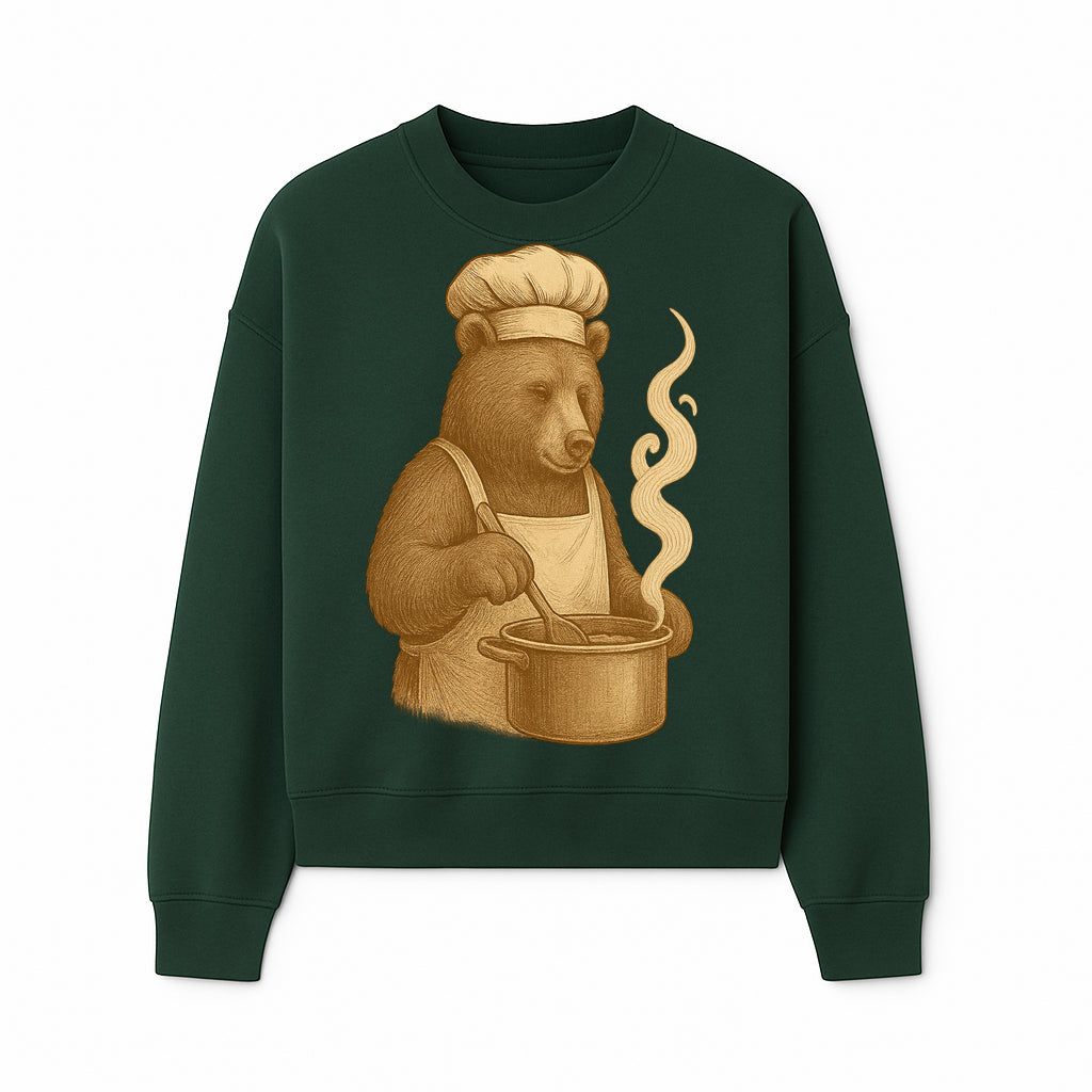 Chef Bear Cooking illustration - Vintage Art Print for Kitchen Decor or Animal Lover Gifts - Sweatshirt 1758181723546.jpg