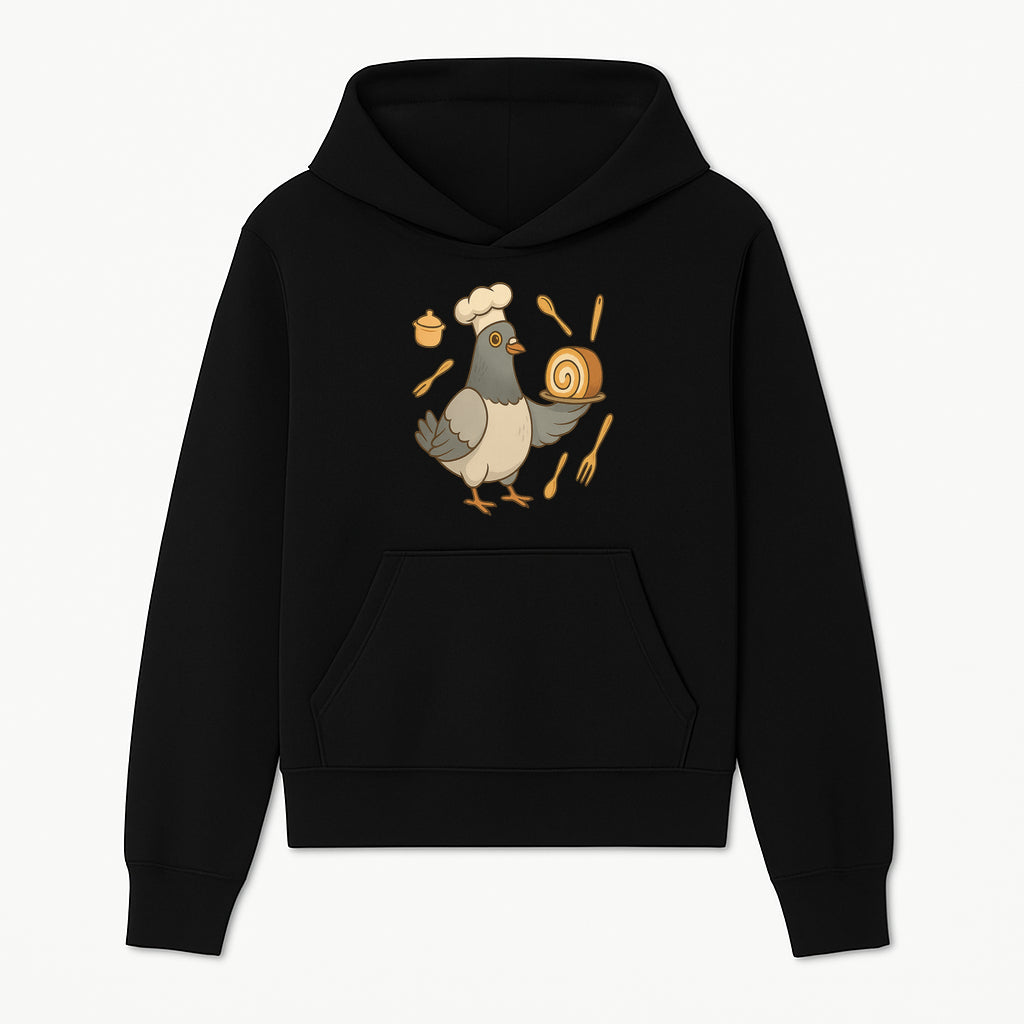 Chef Pigeon Serving Cake Design T-Shirt | Cute Bird Baking Graphic Tee | Fun Cooking Gift for Bird Lovers & Bakers - Hoodie 1758181723821.jpg