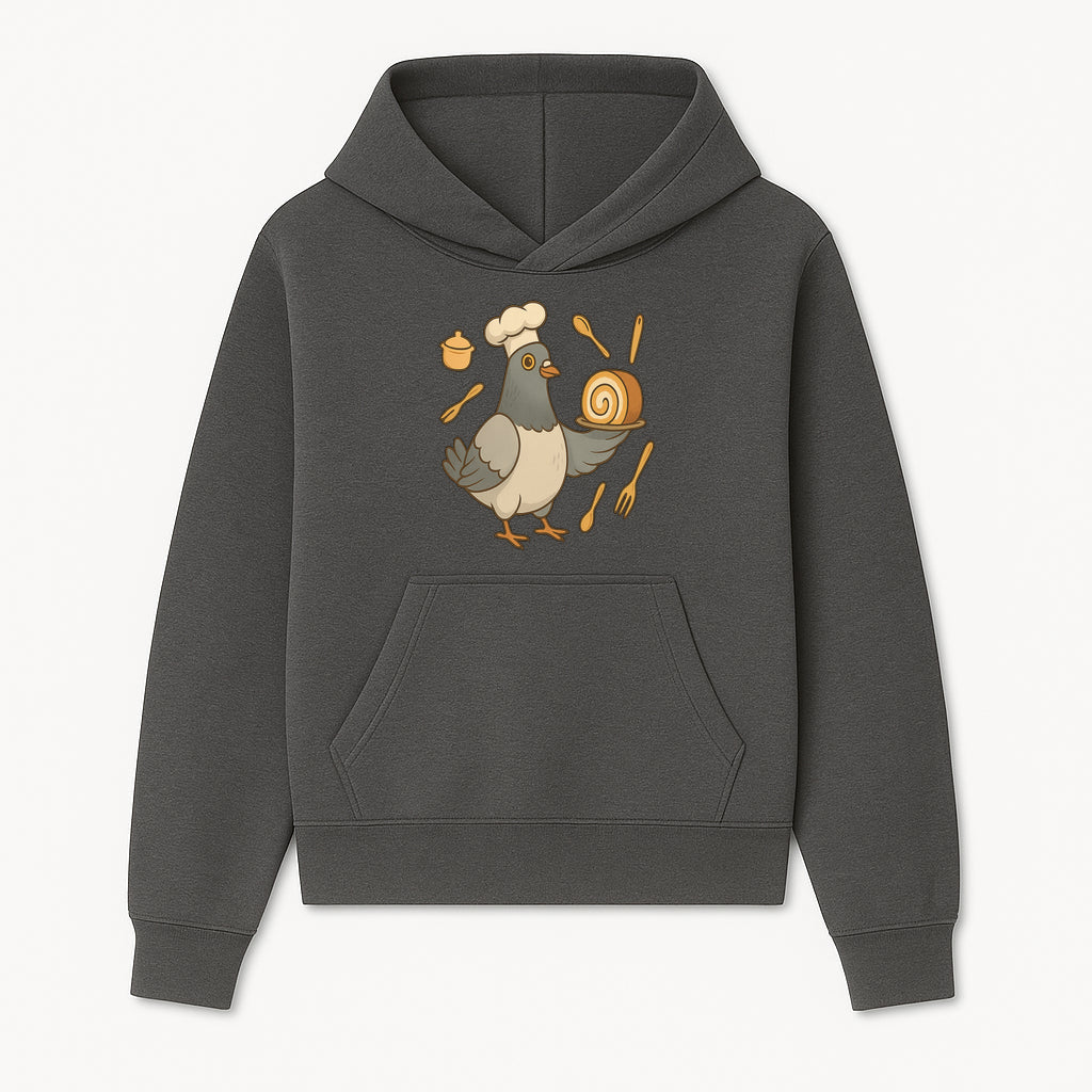 Chef Pigeon Serving Cake Design T-Shirt | Cute Bird Baking Graphic Tee | Fun Cooking Gift for Bird Lovers & Bakers - Hoodie 1758181723952.jpg