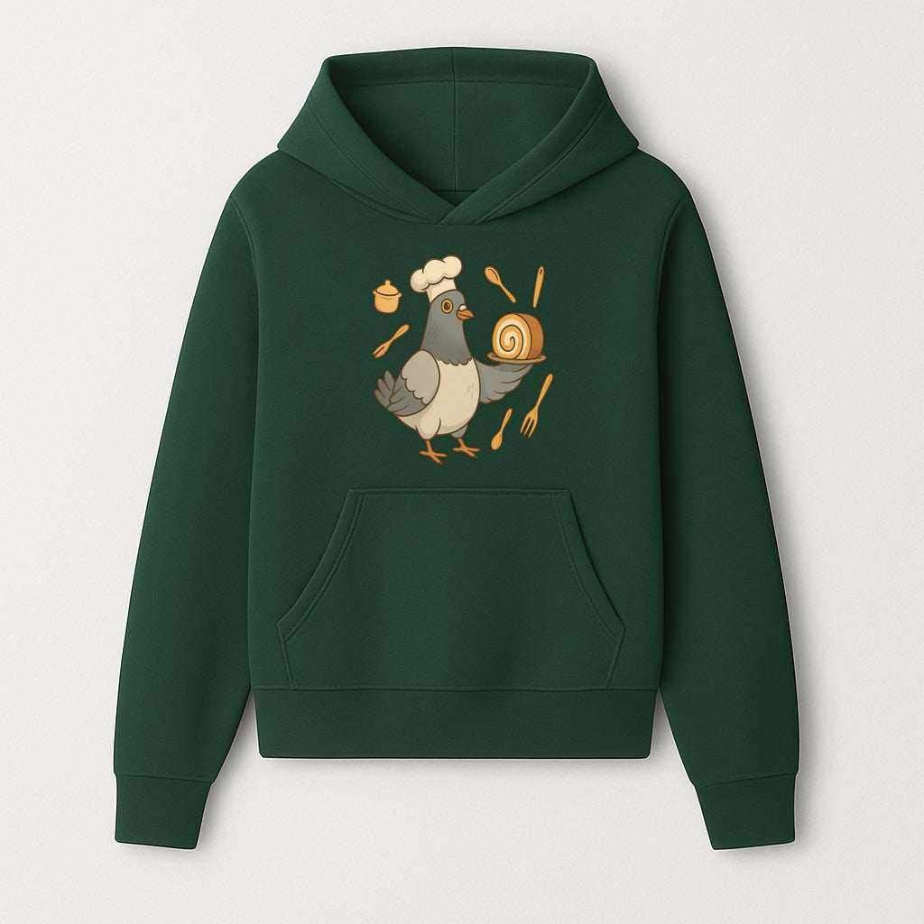 Chef Pigeon Serving Cake Design T-Shirt | Cute Bird Baking Graphic Tee | Fun Cooking Gift for Bird Lovers & Bakers - Hoodie 1758181724129.jpg