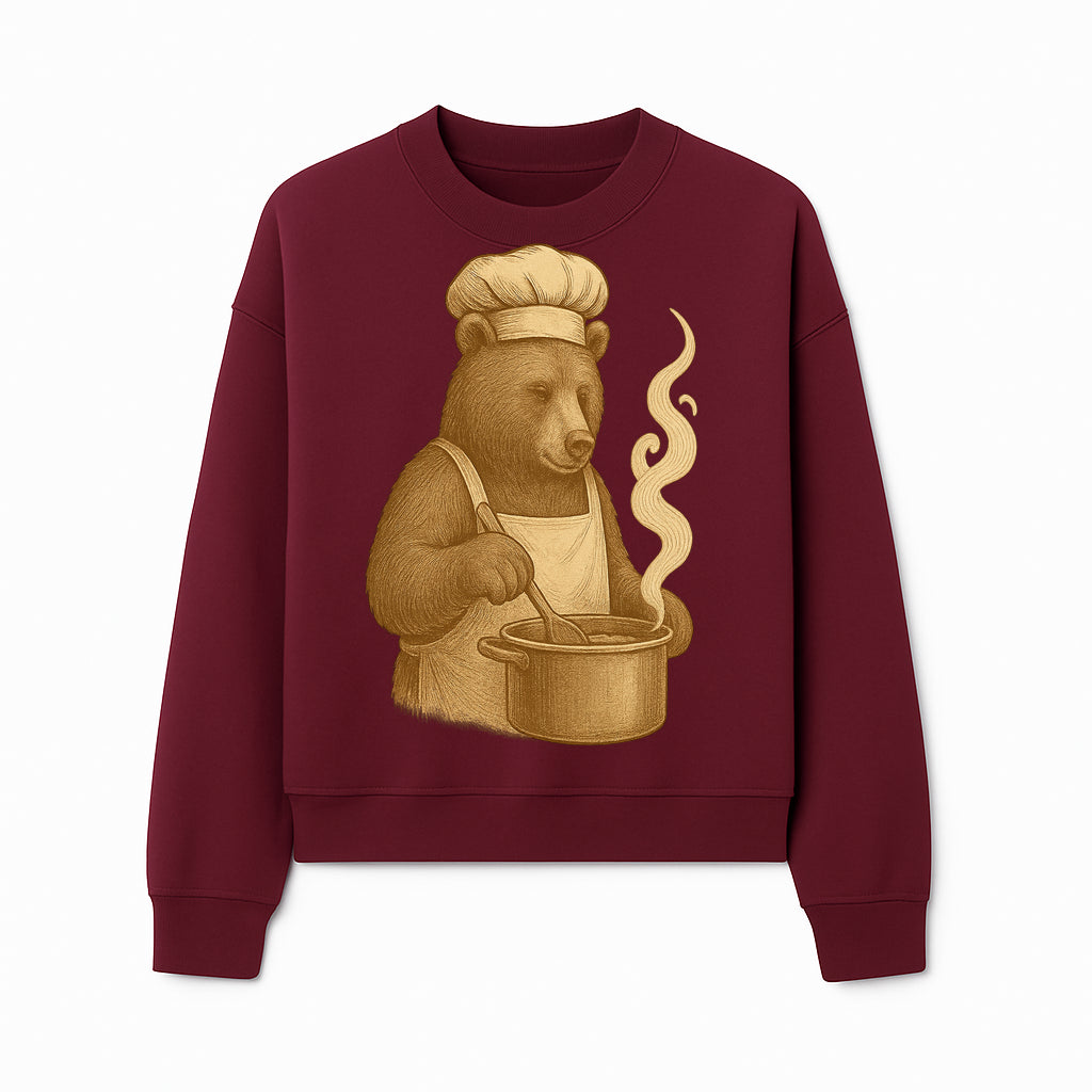 Chef Bear Cooking illustration - Vintage Art Print for Kitchen Decor or Animal Lover Gifts - Sweatshirt 1758181724133.jpg