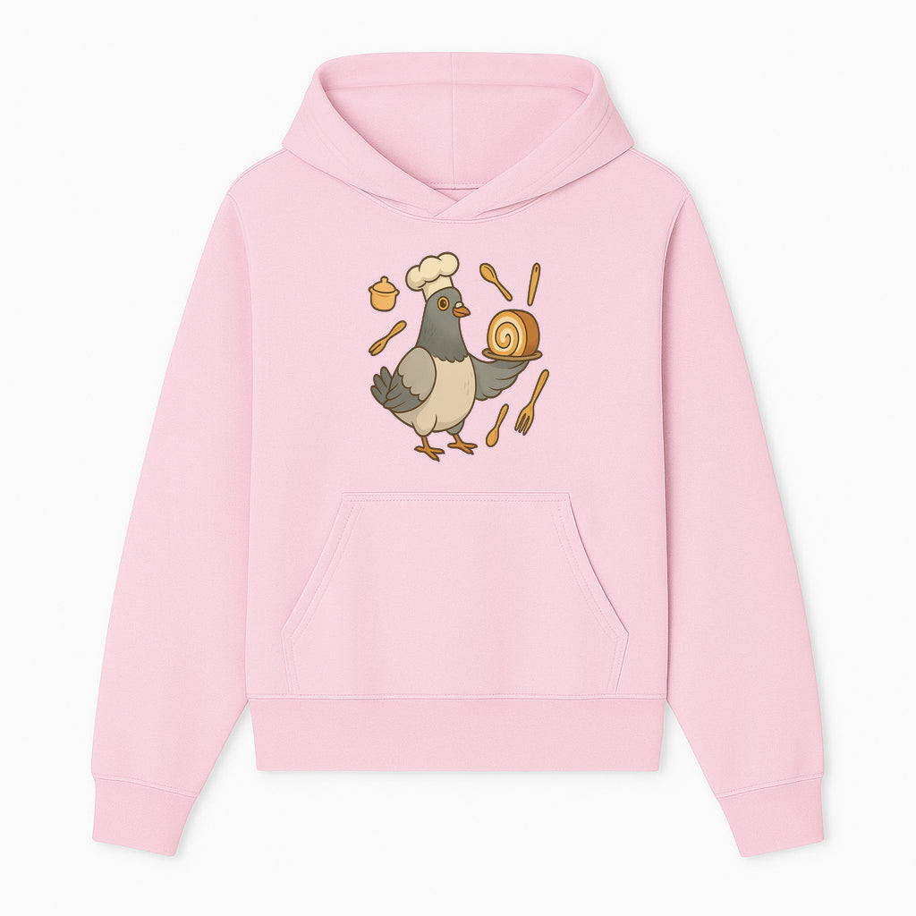 Chef Pigeon Serving Cake Design T-Shirt | Cute Bird Baking Graphic Tee | Fun Cooking Gift for Bird Lovers & Bakers - Hoodie 1758181724575.jpg
