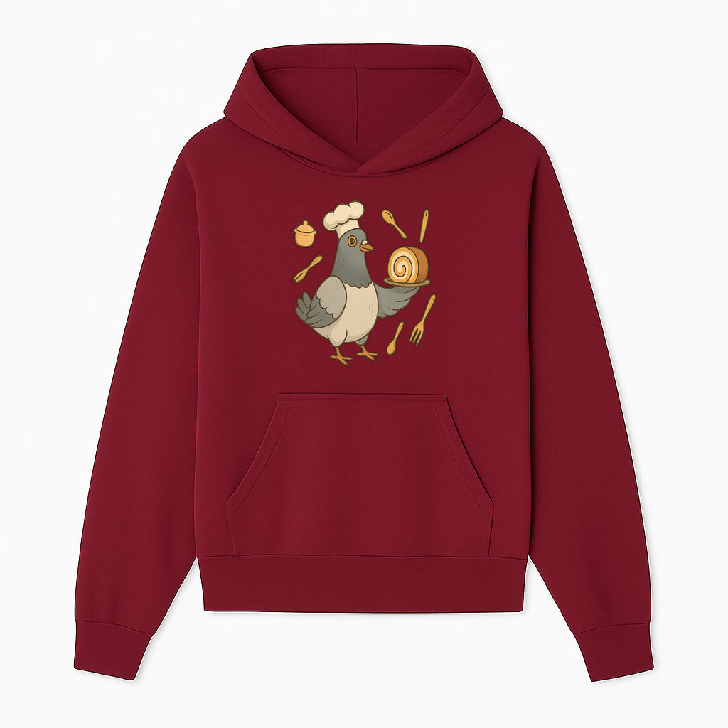 Chef Pigeon Serving Cake Design T-Shirt | Cute Bird Baking Graphic Tee | Fun Cooking Gift for Bird Lovers & Bakers - Hoodie 1758181724717.jpg