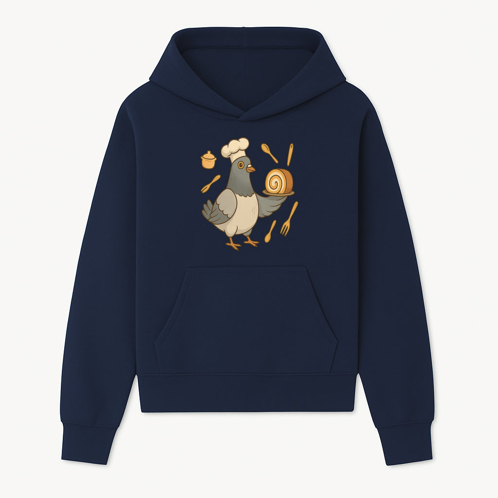 Chef Pigeon Serving Cake Design T-Shirt | Cute Bird Baking Graphic Tee | Fun Cooking Gift for Bird Lovers & Bakers - Hoodie 1758181724819.jpg