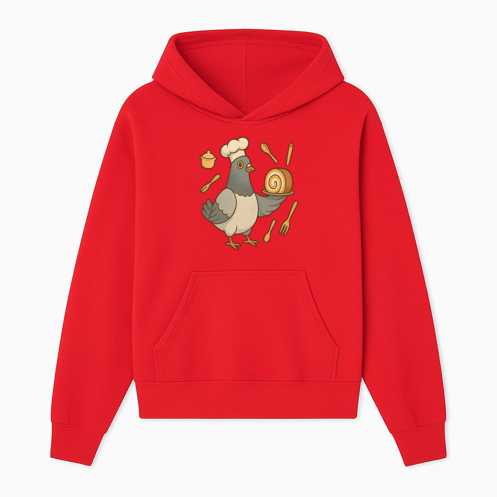 Chef Pigeon Serving Cake Design T-Shirt | Cute Bird Baking Graphic Tee | Fun Cooking Gift for Bird Lovers & Bakers - Hoodie 1758181724949.jpg